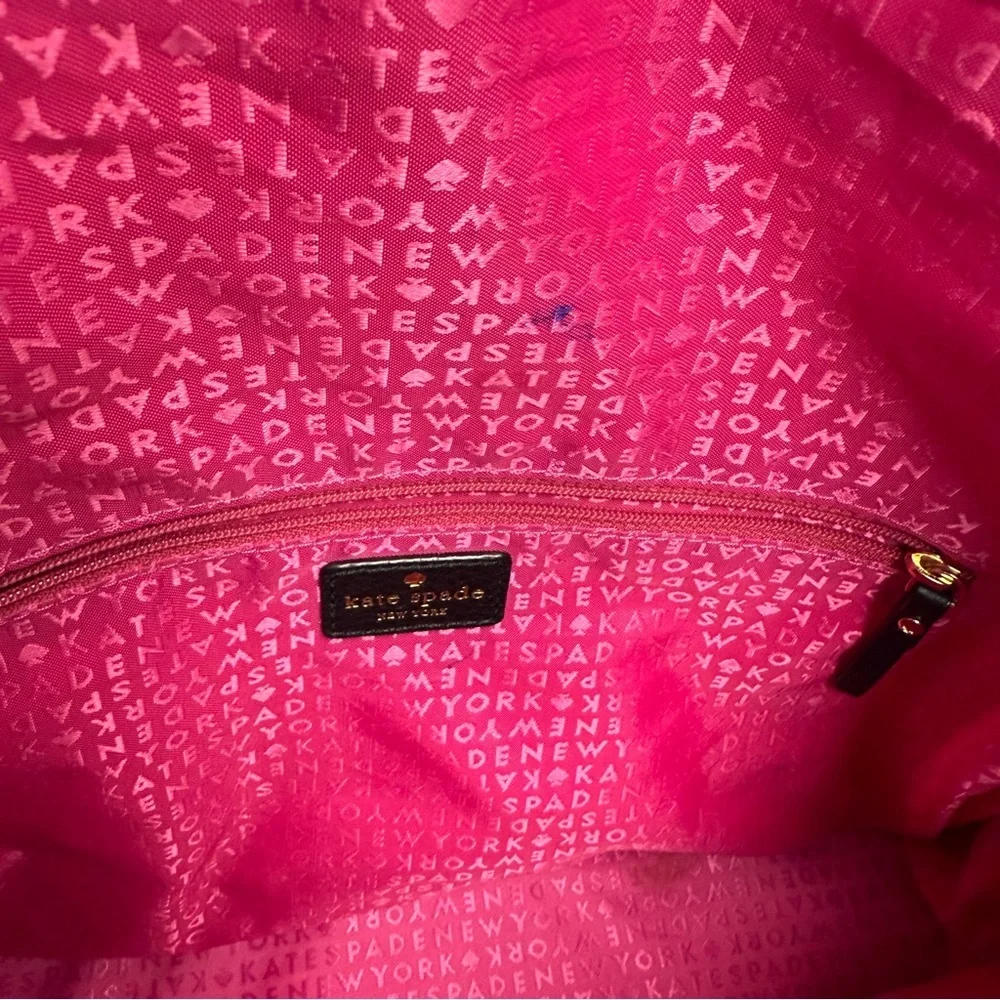 Kate Spade Black Leather large tote/  Shoulder Bag pink interior